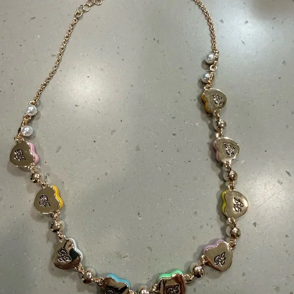 Betsey Johnson Multi-Color Candy Heart Pendant Necklace with Pearls - Picture 3 of 3